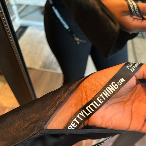 Pretty Little Thing Black Satin Long Sleeve Bardot Corset Top, US 6 - 8 M, NWT - Picture 5 of 8